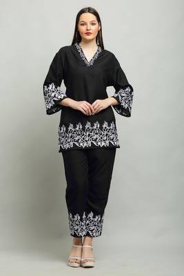 Black cord Set short kurti with pant 1