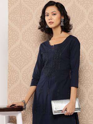  blue floral straight kurta 4