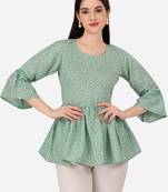 Trendy designer  green color printed crepe fabric stylish tunic