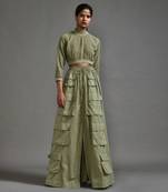 Green top and cargo skirt set