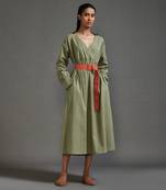 Green safari belted dress