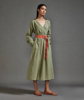 Green safari belted dress 3
