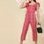 Anushil multicolour striped jumpsuit for women/girls - ruffle sleeves, ankle length,square neck style