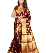 Silk Land  Maroon   Woven Design Faux Banarasi Silk Saree 
