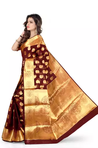 Silk Land  Maroon   Woven Design Faux Banarasi Silk Saree 