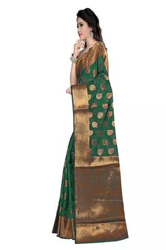 Silk Land  green   woven design banarasi silk saree 