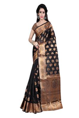 Silk Land  black   woven design banarasi silk saree  1