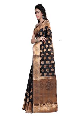 Silk Land  black   woven design banarasi silk saree  2