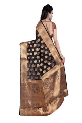 Silk Land  black   woven design banarasi silk saree  3