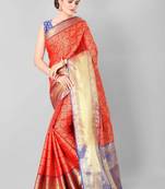 Silk Land  Red   Woven Design Faux Banarasi Silk Saree 