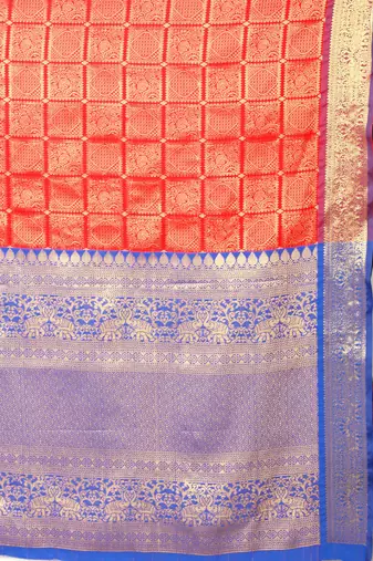 Silk Land  Red   Woven Design Faux Banarasi Silk Saree 