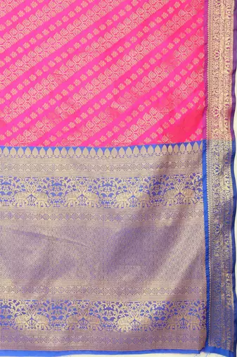 Silk Land  Pink   Woven Design Silk Blend Saree 