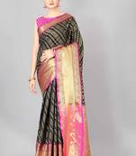 Silk Land  Mehndi   Woven Design Faux Banarasi Silk Saree 