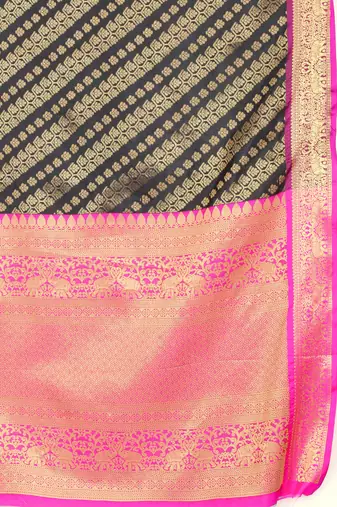 Silk Land  Mehndi   Woven Design Faux Banarasi Silk Saree 