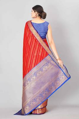  Red   Woven Design Silk Blend Saree  3