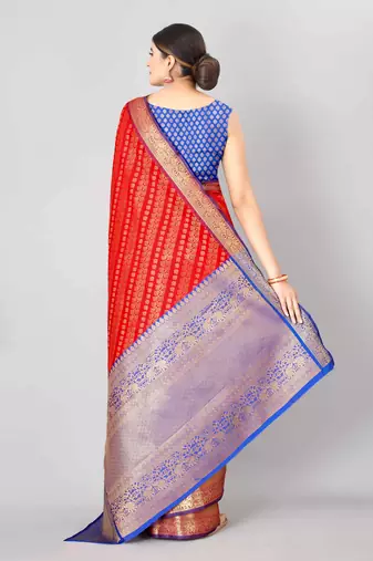  Red   Woven Design Silk Blend Saree 