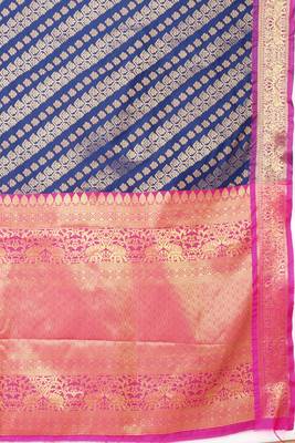 Silk Land  Navy Blue    Woven Design Faux Banarasi Silk Saree  5