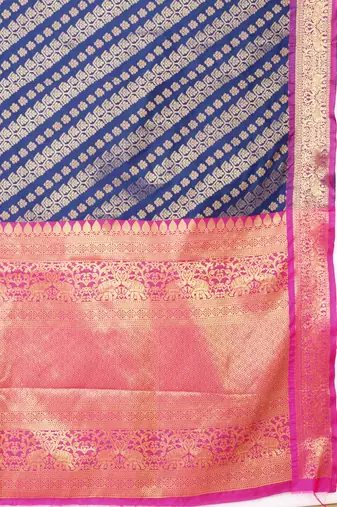 Silk Land  Navy Blue    Woven Design Faux Banarasi Silk Saree 