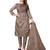 Kimisha women's beaver brown organza embroidered unstitched dress material