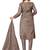 Kimisha women's beaver brown organza embroidered unstitched dress material