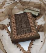 Kimisha women's beaver brown organza embroidered unstitched dress material