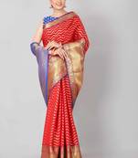 Silk Land  red   woven design banarasi silk saree 