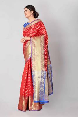 Silk Land  red   woven design banarasi silk saree  2