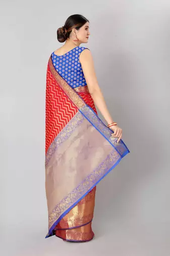 Silk Land  red   woven design banarasi silk saree 