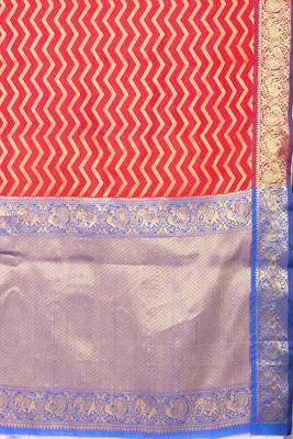 Silk Land  red   woven design banarasi silk saree  5
