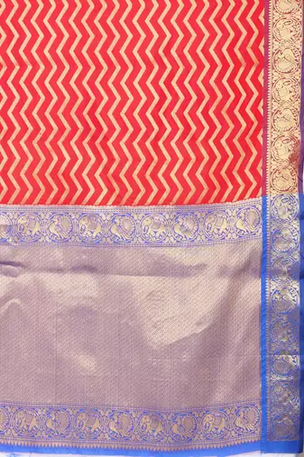 Silk Land  red   woven design banarasi silk saree 