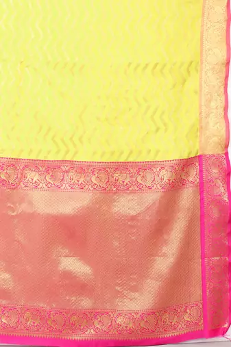 Silk Land  Yellow   Woven Design Silk Blend Saree 