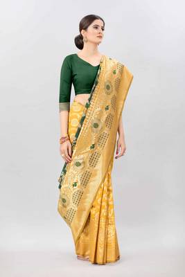 Silk Land  Mustard   Embellished Silk Blend Saree  2