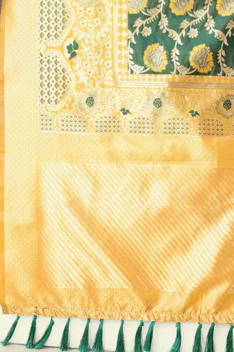 Silk Land  Mustard   Embellished Silk Blend Saree 