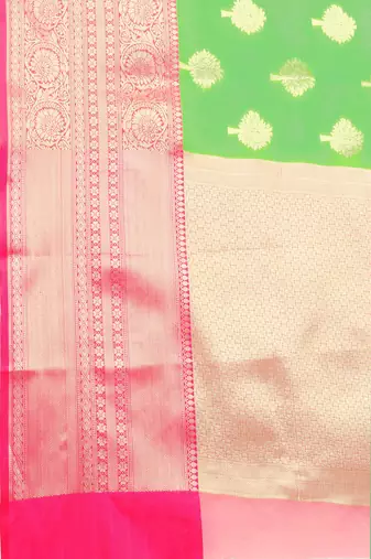 Silk Land  green   woven design silk blend saree 