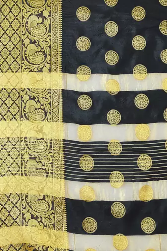 Silk Land  Black   Embellished Silk Blend Saree 