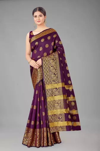  Magenta   Embellished Silk Blend Saree 