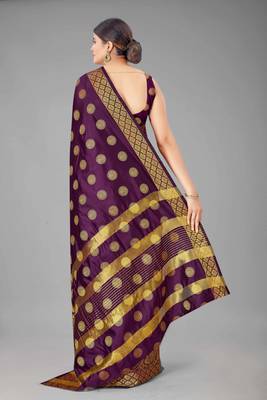  Magenta   Embellished Silk Blend Saree  3