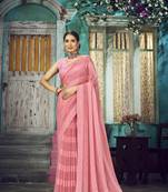 Pink weaving border work silk saree with blouse