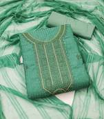 Aquamarine Cotton Embroidered Unstitched Dress Material