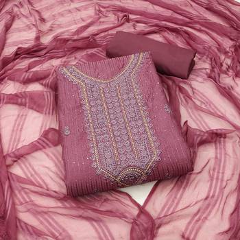 Onion Cotton Embroidered Unstitched Dress Material 1