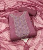 Onion Cotton Embroidered Unstitched Dress Material