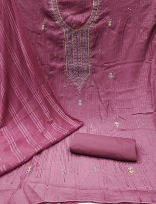 Onion Cotton Embroidered Unstitched Dress Material 2