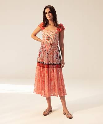 Samara red and pink midi dress 1