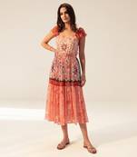 Samara red and pink midi dress