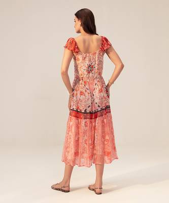 Samara red and pink midi dress 2