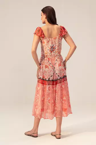 Samara red and pink midi dress