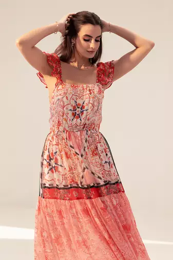 Samara red and pink midi dress