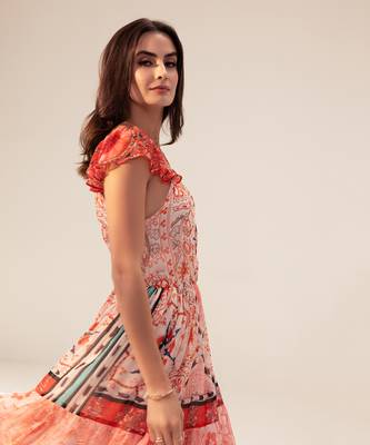 Samara red and pink midi dress 4