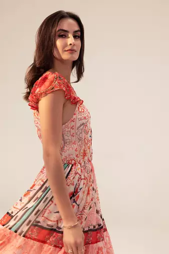 Samara red and pink midi dress