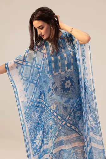Aisha blue kaftan dress